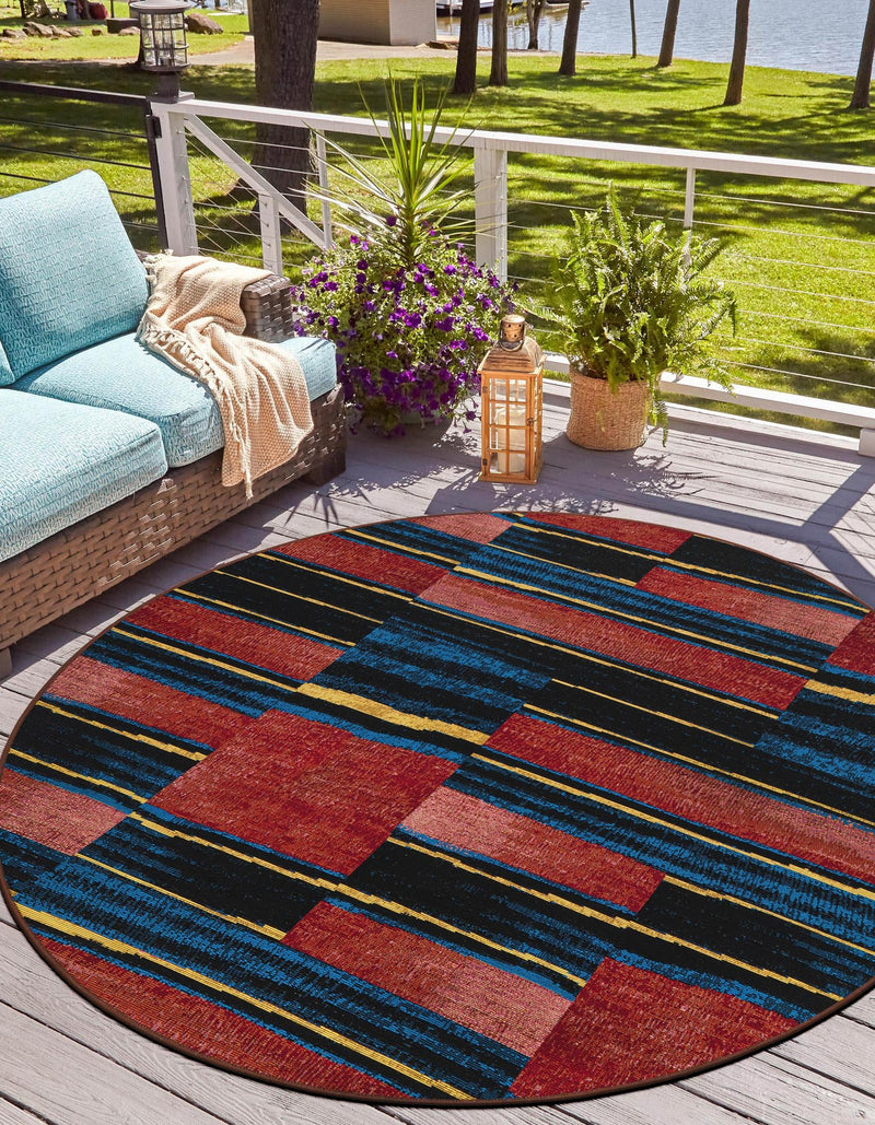 Urban Terrace Collection Area Rug - Courtyard Round Multi lifestyle 33
