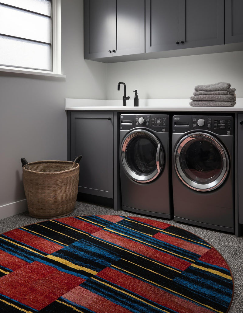 Urban Terrace Collection Area Rug - Courtyard Round Multi lifestyle 36