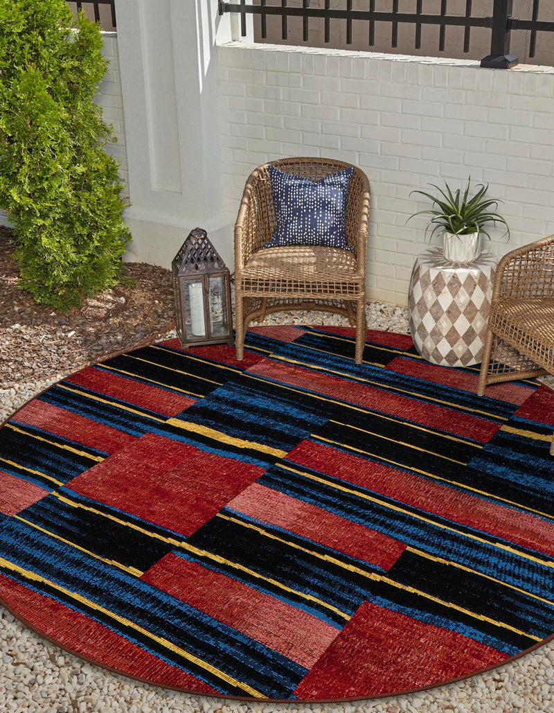 Urban Terrace Collection Area Rug - Courtyard Round Multi lifestyle 39