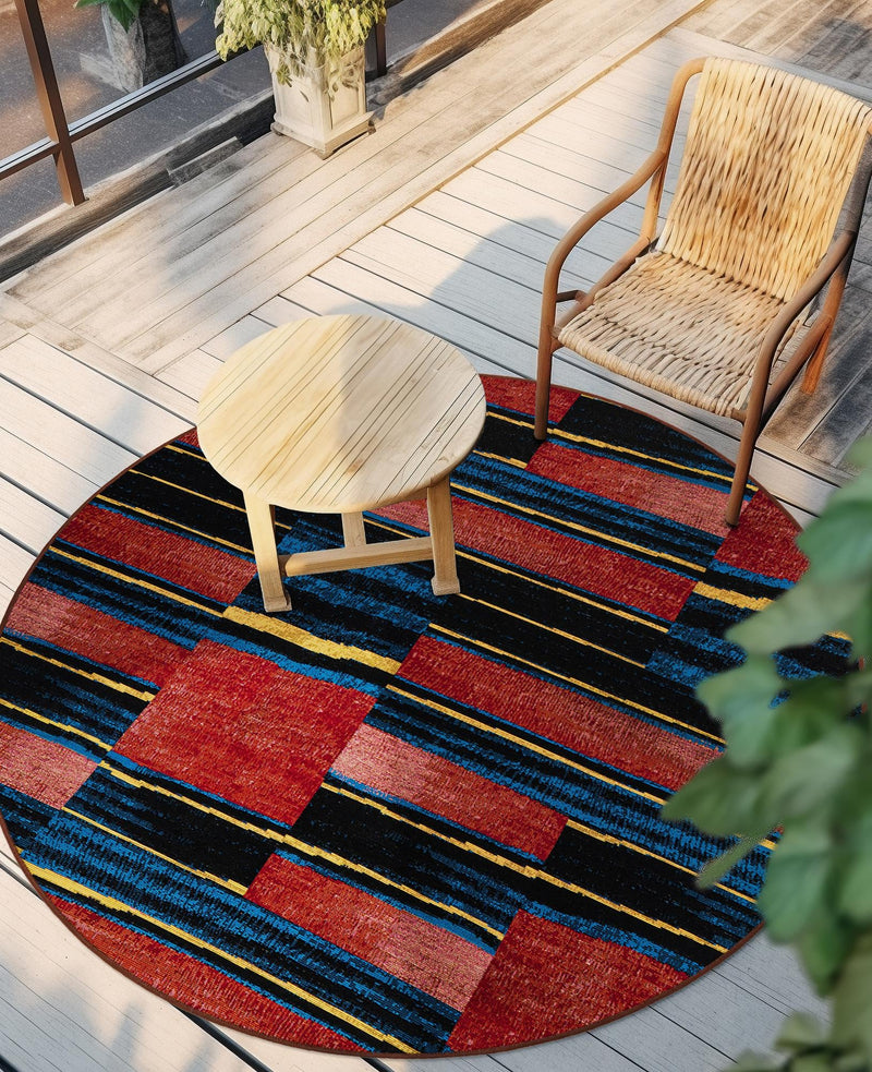 Urban Terrace Collection Area Rug - Courtyard Round Multi lifestyle 45