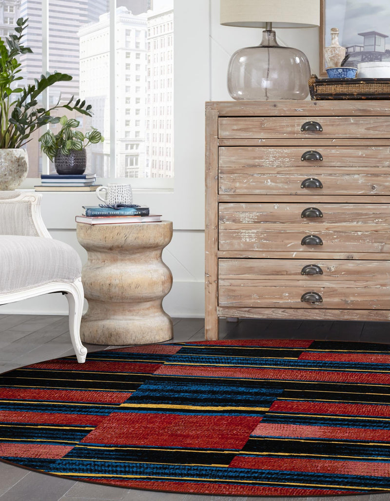Urban Terrace Collection Area Rug - Courtyard Round Multi lifestyle 48