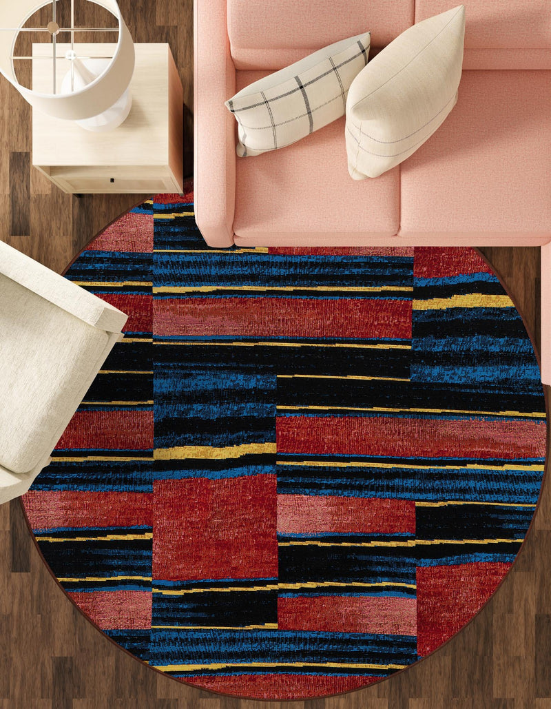 Urban Terrace Collection Area Rug - Courtyard Round Multi lifestyle 54