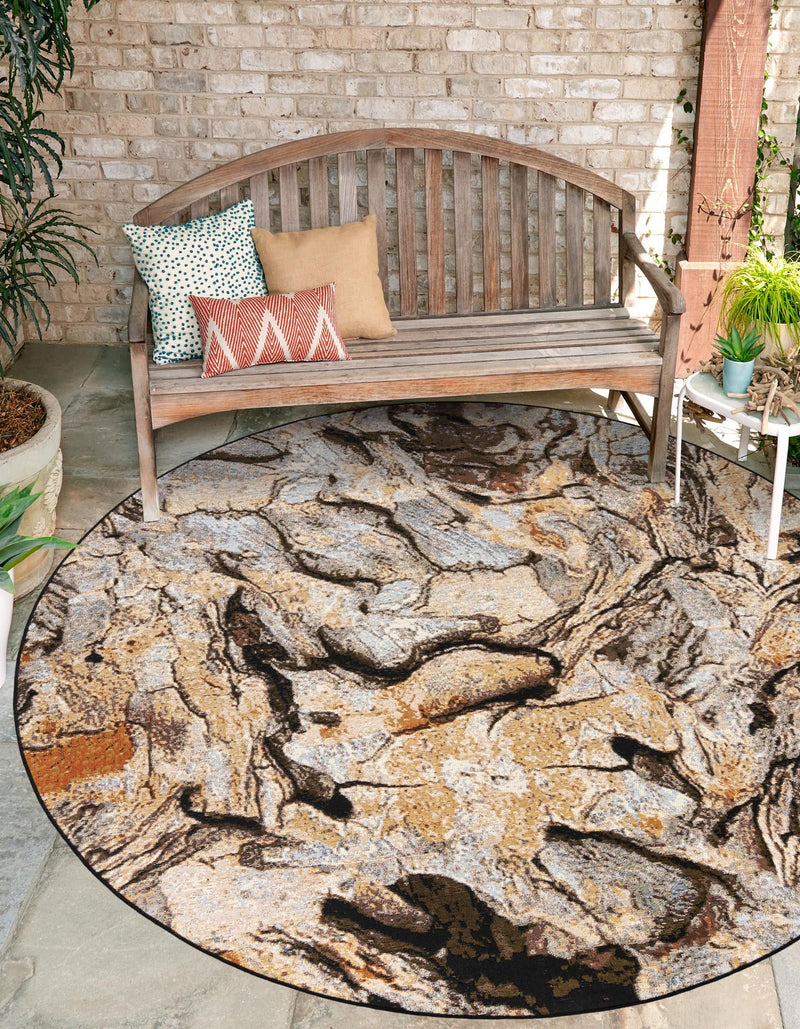 Urban Terrace Collection Area Rug - Horizon Round Multi lifestyle 27