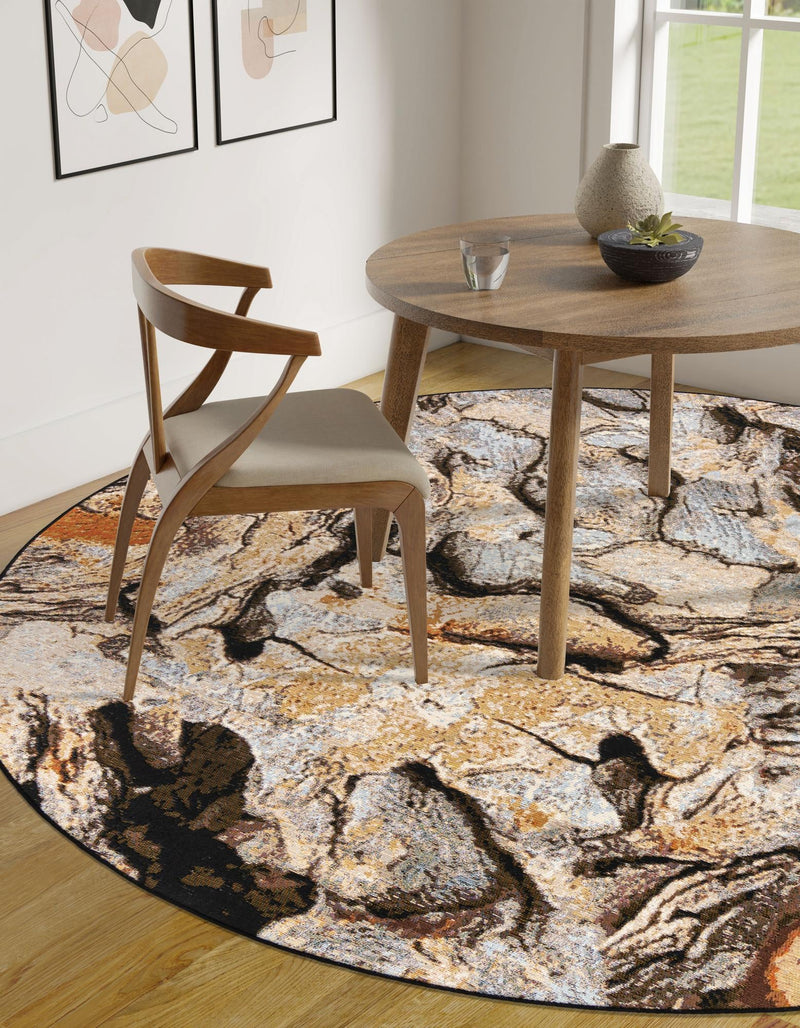 Urban Terrace Collection Area Rug - Horizon Round Multi lifestyle 36