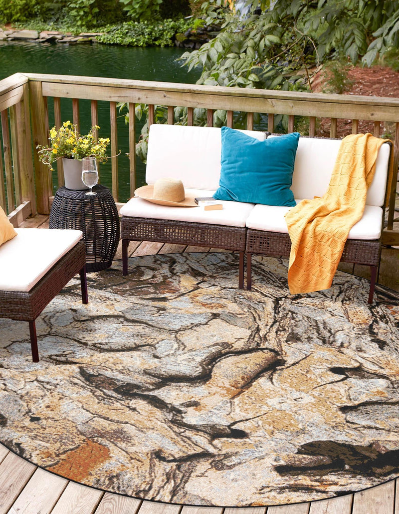 Urban Terrace Collection Area Rug - Horizon Round Multi lifestyle 39