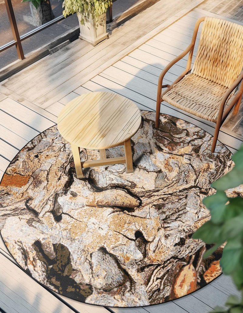 Urban Terrace Collection Area Rug - Horizon Round Multi lifestyle 45