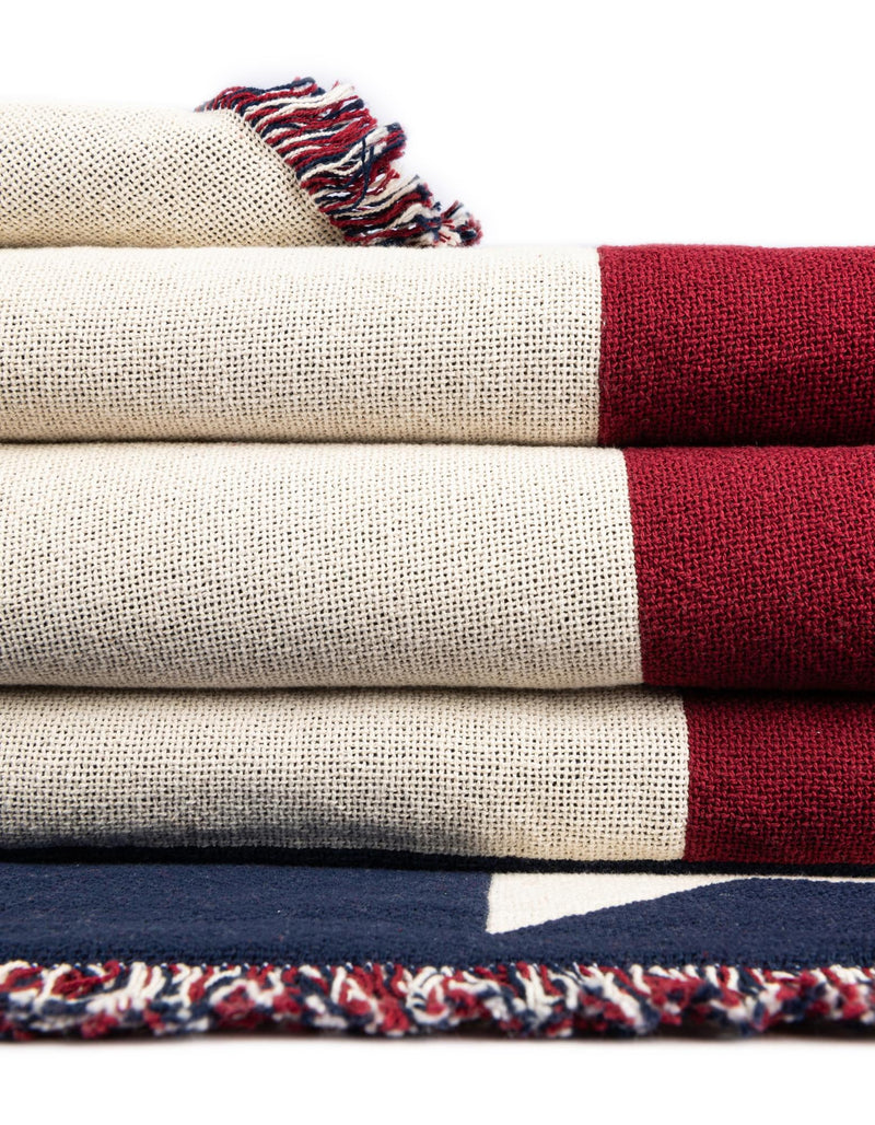 Fleece Haven Collection Area Rug - Helena Rectangle Red and Blue lifestyle 15