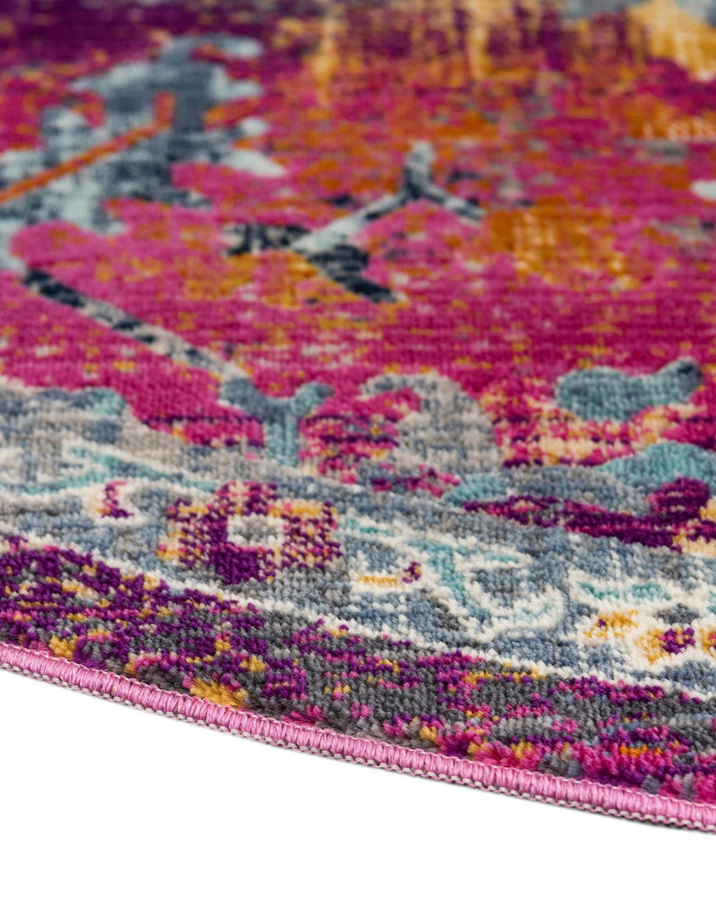 Prague Tapestry Collection Area Rug - Moravia Oval Fuchsia lifestyle 87