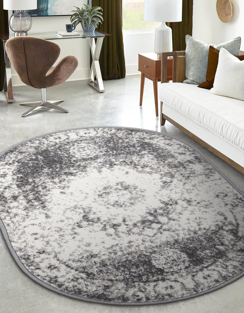 Amalfi Coast Woven Collection Area Rug - Ravello Oval Gray lifestyle 44