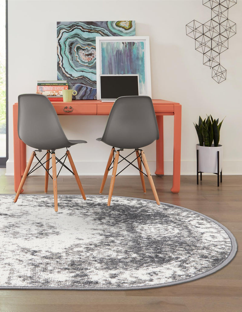 Amalfi Coast Woven Collection Area Rug - Ravello Oval Gray lifestyle 27