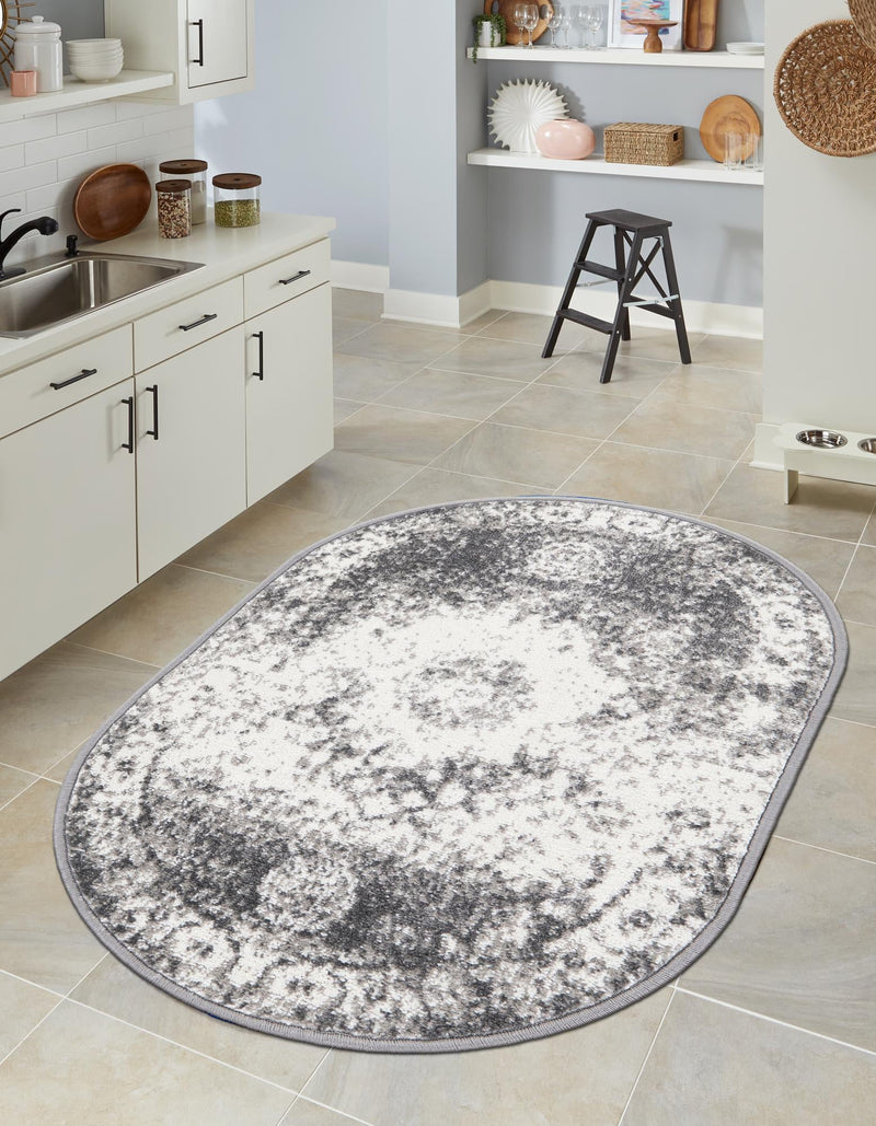 Amalfi Coast Woven Collection Area Rug - Ravello Oval Gray lifestyle 72