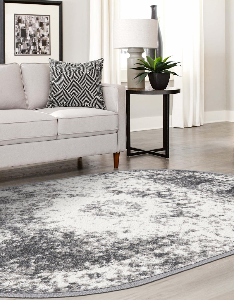 Amalfi Coast Woven Collection Area Rug - Ravello Oval Gray lifestyle 41