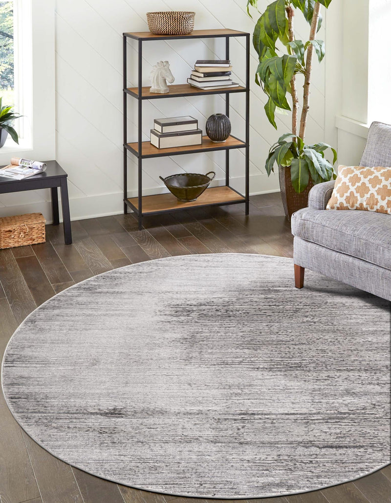 Bloomsbury Elegance Collection Area Rug - Kensington (Gray) Round Gray lifestyle 25