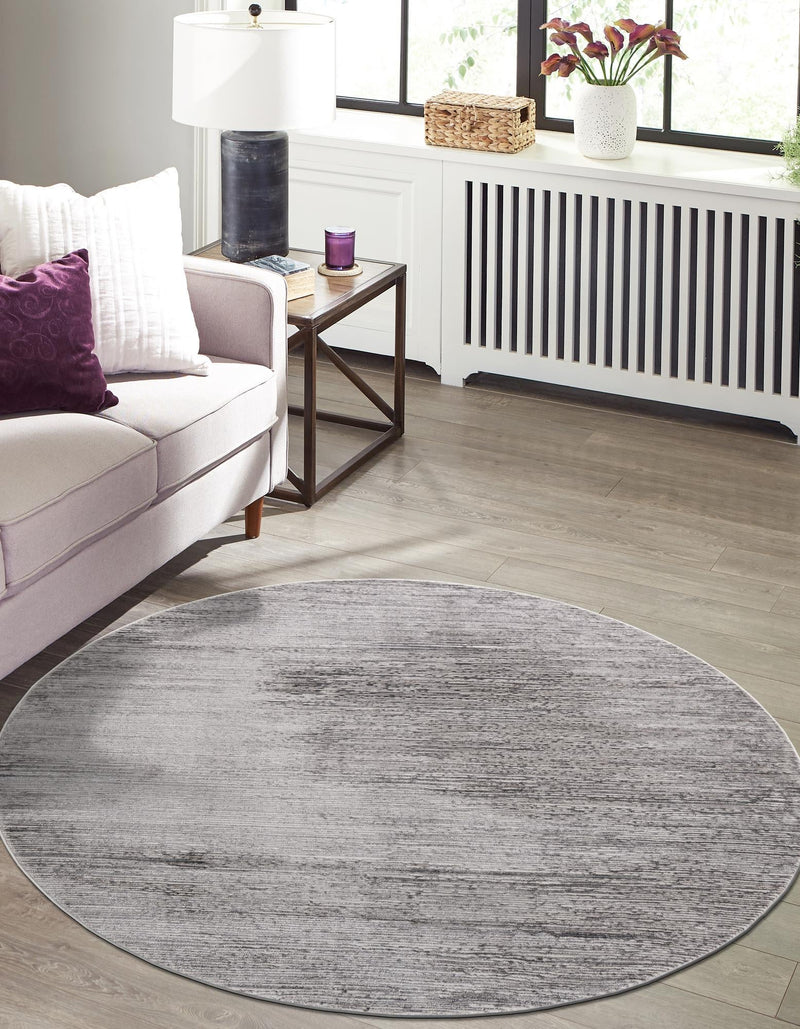 Bloomsbury Elegance Collection Area Rug - Kensington (Gray) Round Gray lifestyle 30