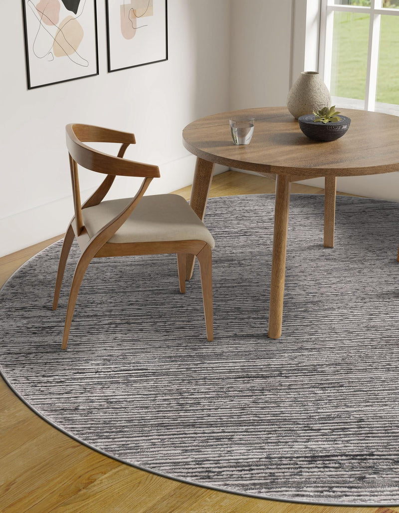 Bloomsbury Elegance Collection Area Rug - Kensington (Gray) Round Gray lifestyle 33