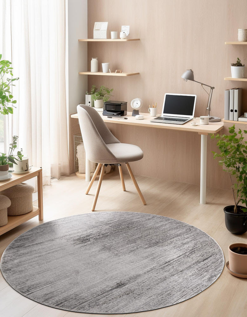 Bloomsbury Elegance Collection Area Rug - Kensington (Gray) Round Gray lifestyle 34
