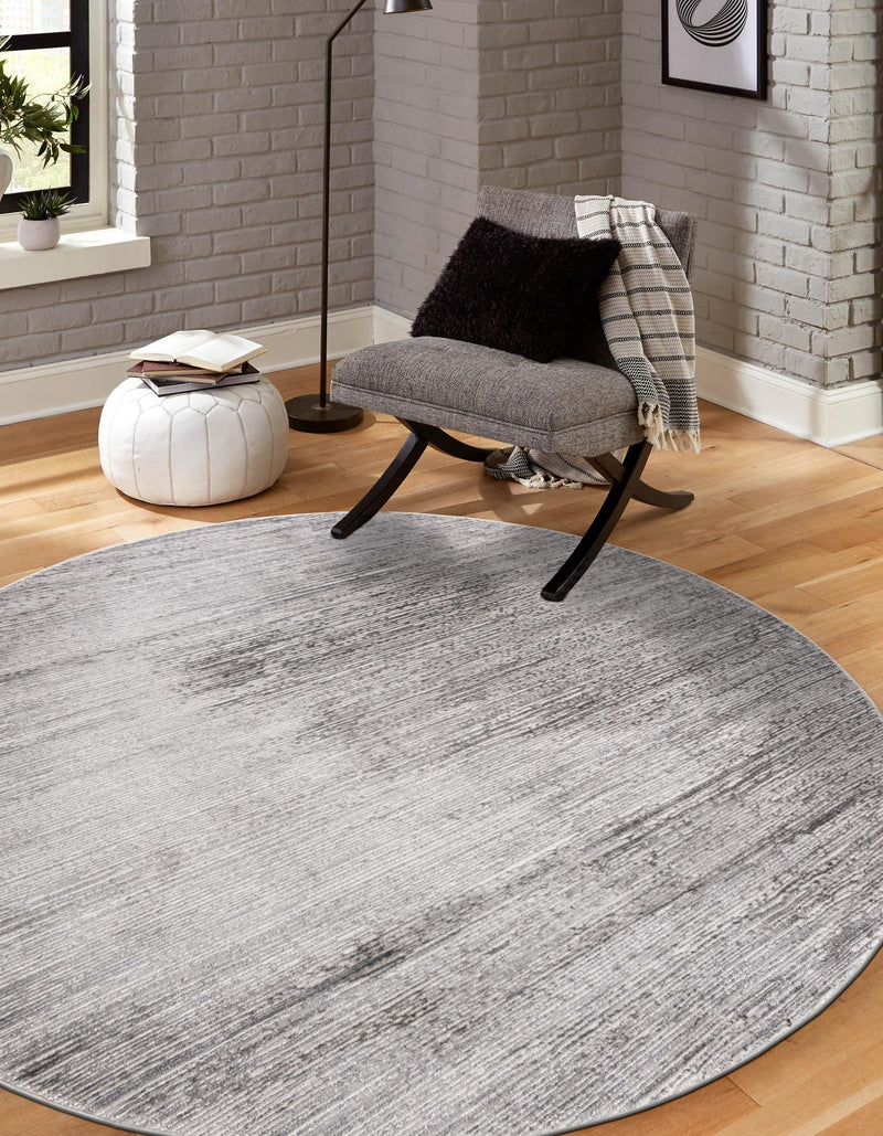 Bloomsbury Elegance Collection Area Rug - Kensington (Gray) Round Gray lifestyle 36