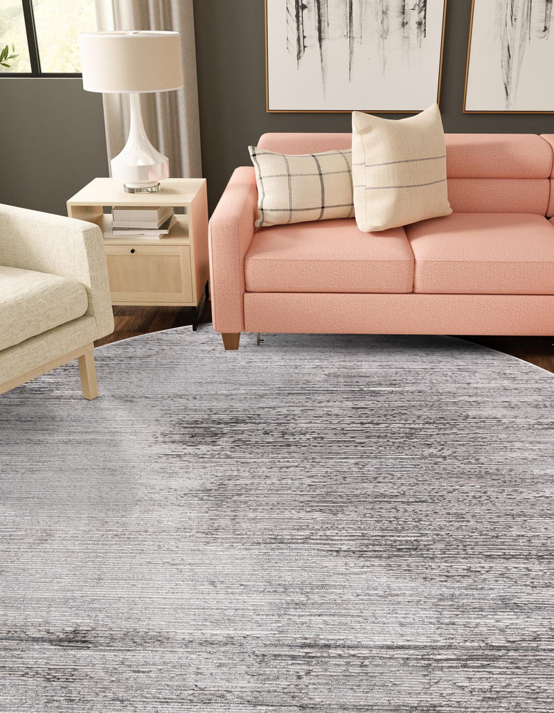 Bloomsbury Elegance Collection Area Rug - Kensington (Gray) Round Gray lifestyle 38