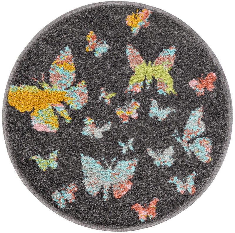 Playful Patterns Collection Area Rug - Carnival Round Charcoal Gray lifestyle 22