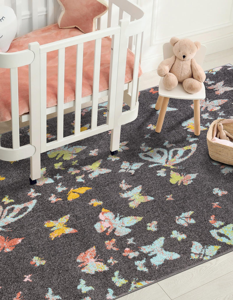 Playful Patterns Collection Area Rug - Carnival Rectangle Charcoal Gray lifestyle 2