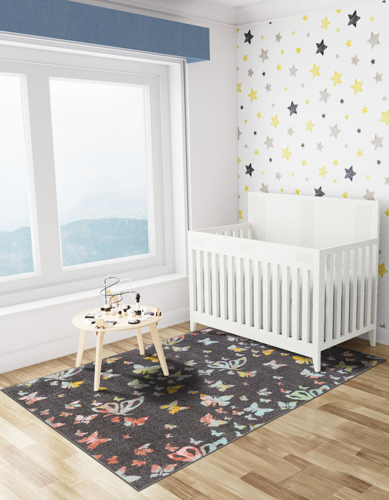 Playful Patterns Collection Area Rug - Carnival Rectangle Charcoal Gray lifestyle 3