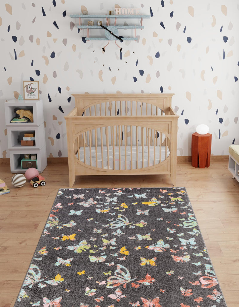 Playful Patterns Collection Area Rug - Carnival Rectangle Charcoal Gray lifestyle 5