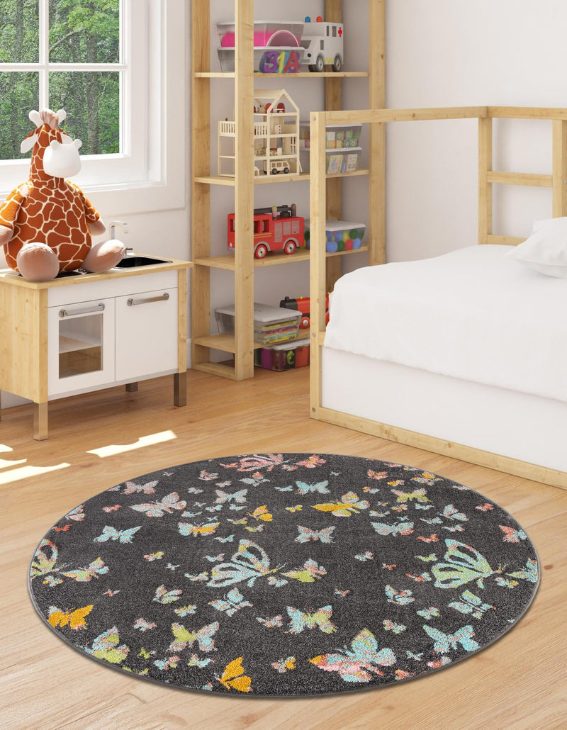 Playful Patterns Collection Area Rug - Carnival Round Charcoal Gray lifestyle 24