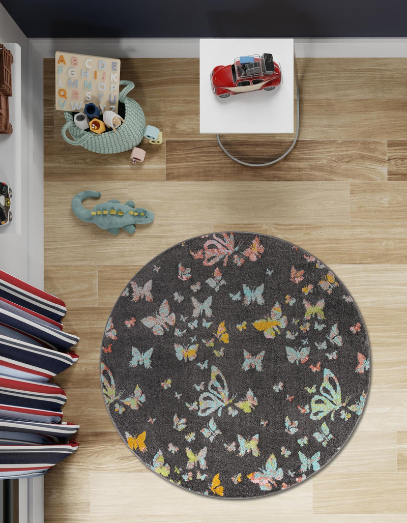 Playful Patterns Collection Area Rug - Carnival Round Charcoal Gray lifestyle 42