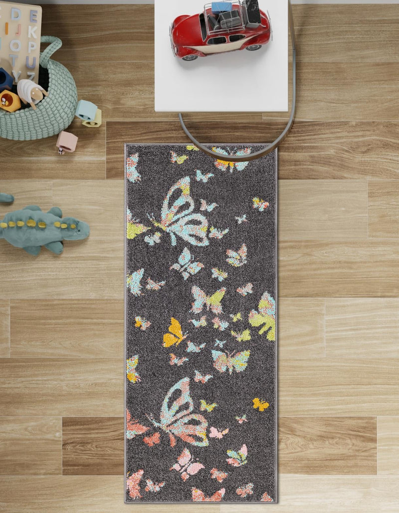 Playful Patterns Collection Area Rug - Carnival Runner Charcoal Gray lifestyle 33