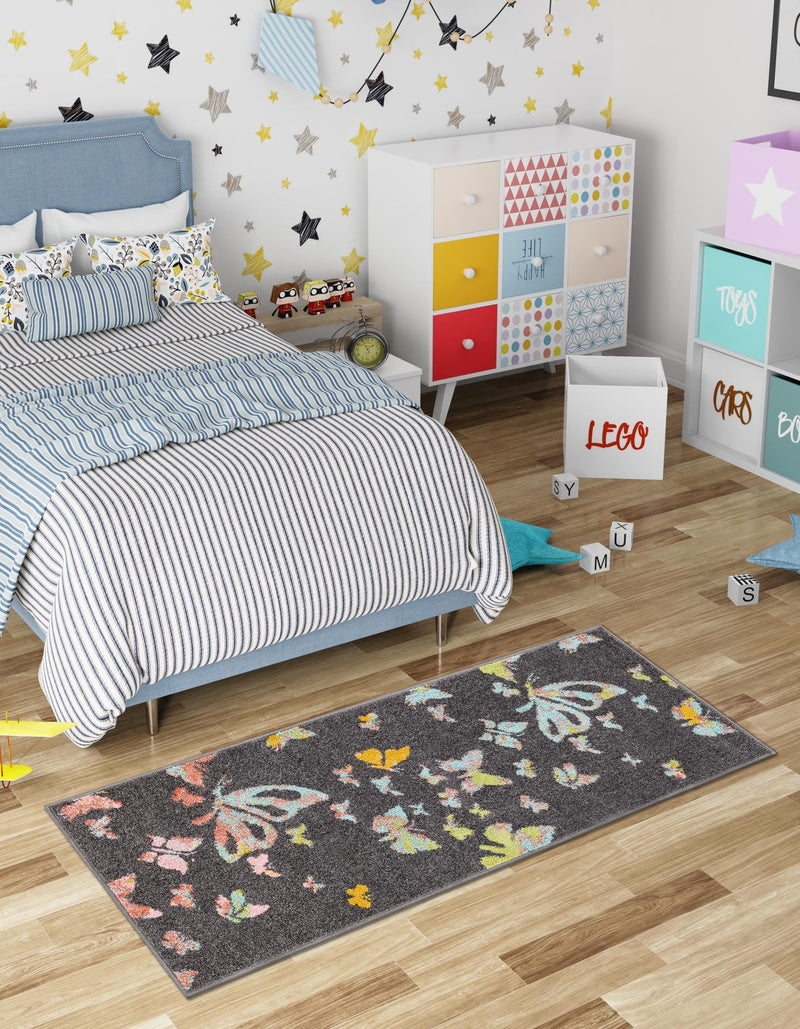 Playful Patterns Collection Area Rug - Carnival Runner Charcoal Gray lifestyle 35