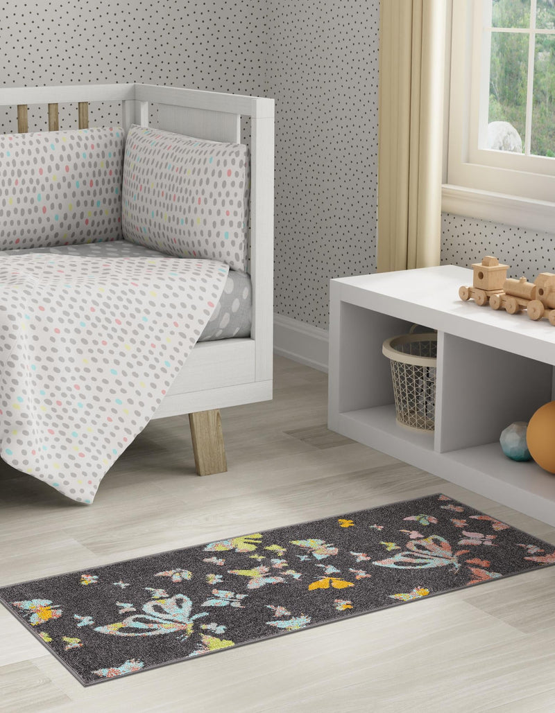 Playful Patterns Collection Area Rug - Carnival Runner Charcoal Gray lifestyle 41