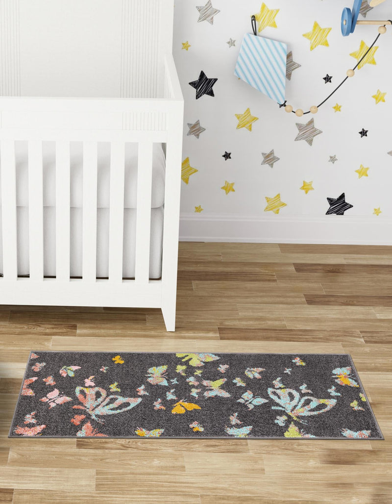 Playful Patterns Collection Area Rug - Carnival Runner Charcoal Gray lifestyle 43