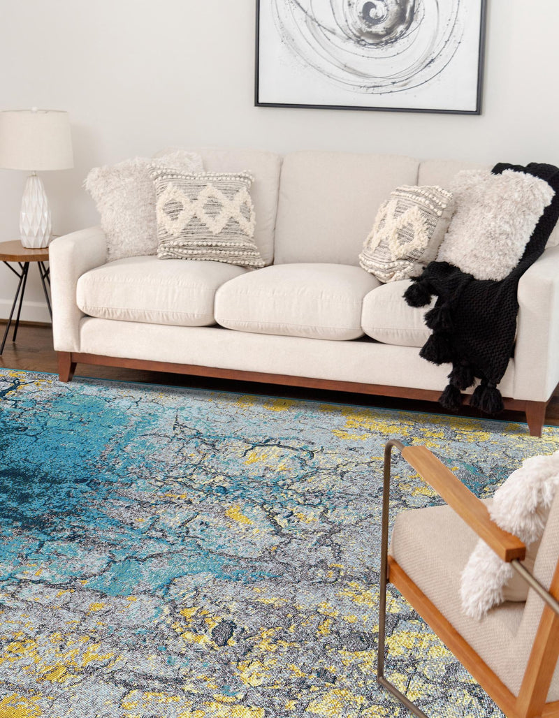 Urban Terrace Collection Area Rug - Lanai Rectangle Gradient Blue lifestyle 2