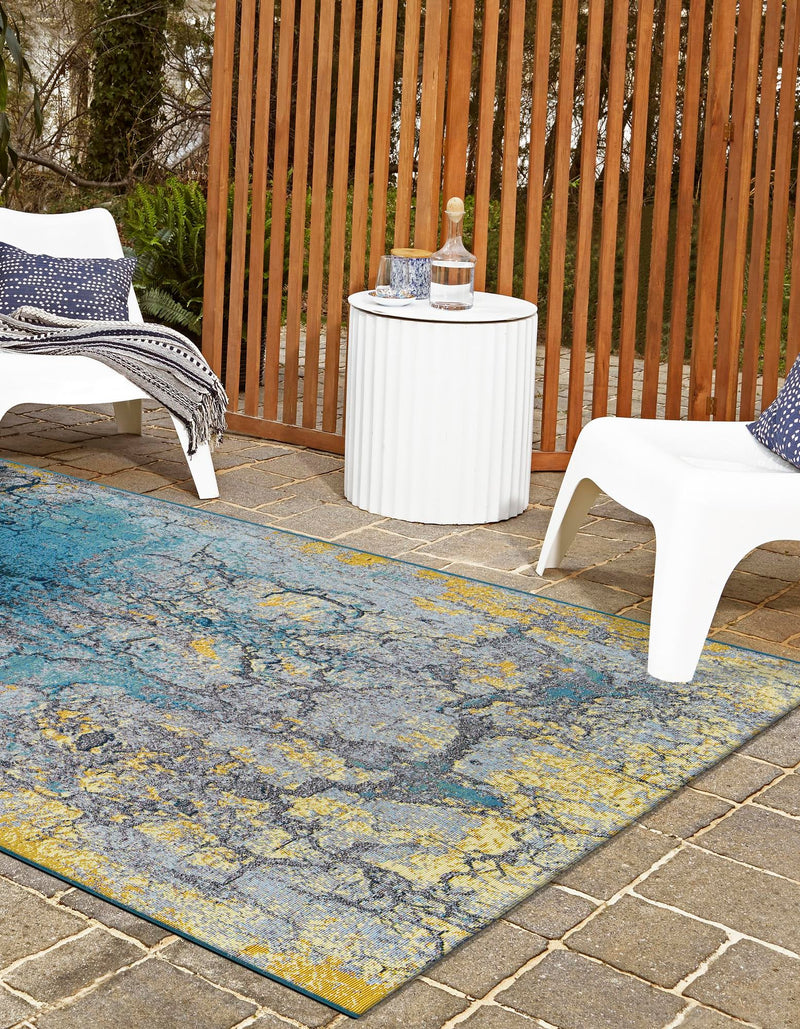 Urban Terrace Collection Area Rug - Lanai Rectangle Gradient Blue lifestyle 3