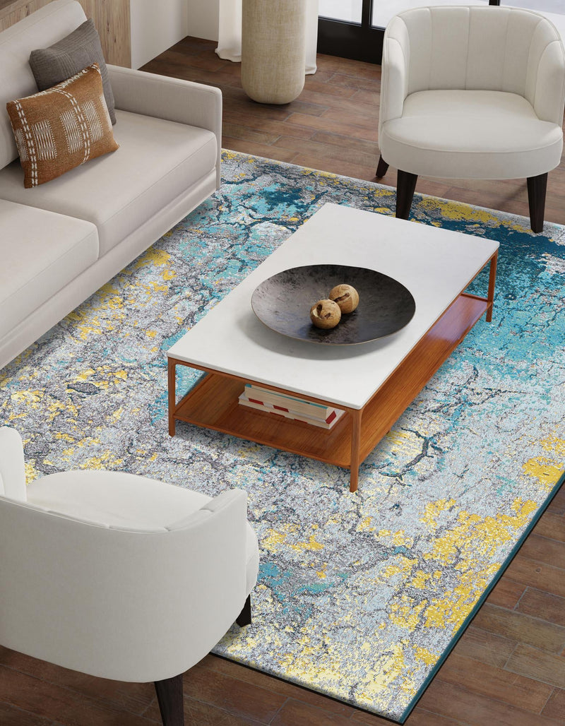 Urban Terrace Collection Area Rug - Lanai Rectangle Gradient Blue lifestyle 6