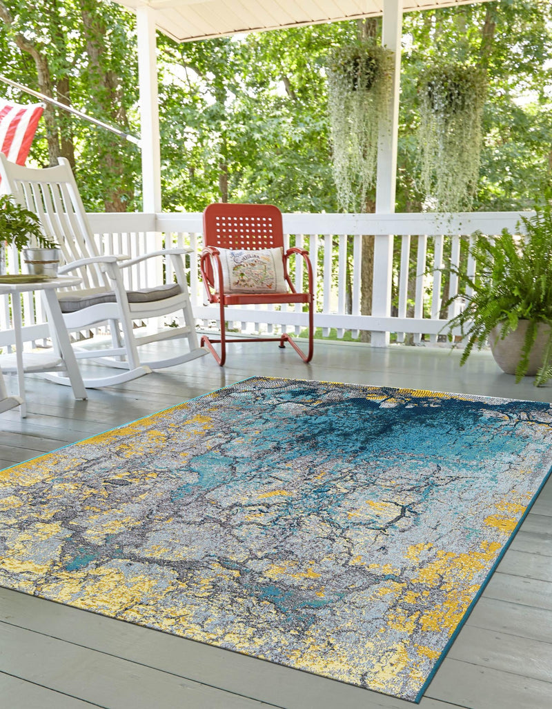 Urban Terrace Collection Area Rug - Lanai Rectangle Gradient Blue lifestyle 7