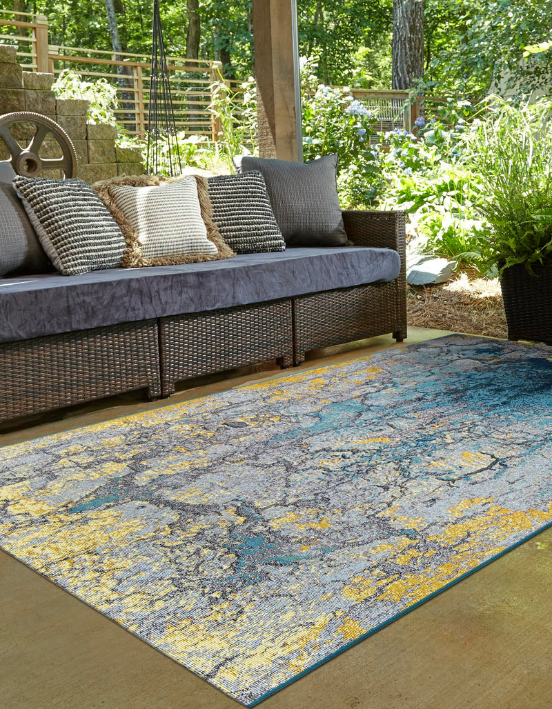 Urban Terrace Collection Area Rug - Lanai Rectangle Gradient Blue lifestyle 9