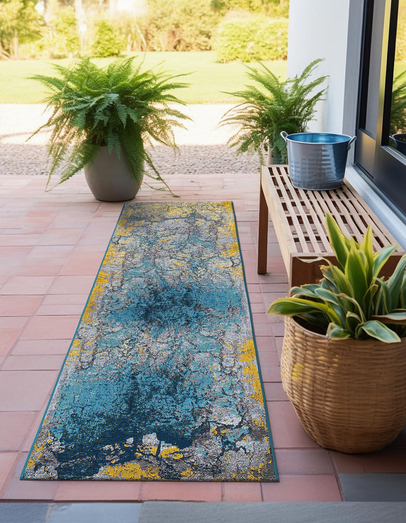 Urban Terrace Collection Area Rug - Lanai Runner Gradient Blue lifestyle 13
