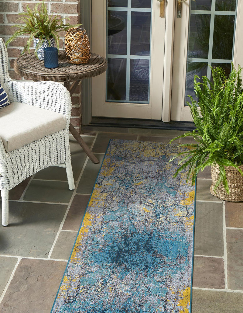 Urban Terrace Collection Area Rug - Lanai Runner Gradient Blue lifestyle 37