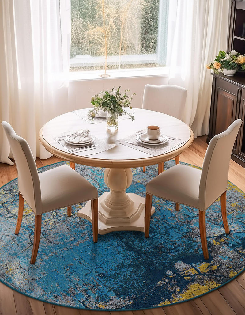 Urban Terrace Collection Area Rug - Lanai Round Gradient Blue lifestyle 15