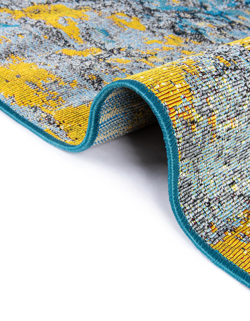 Urban Terrace Collection Area Rug - Lanai Round Gradient Blue lifestyle 49