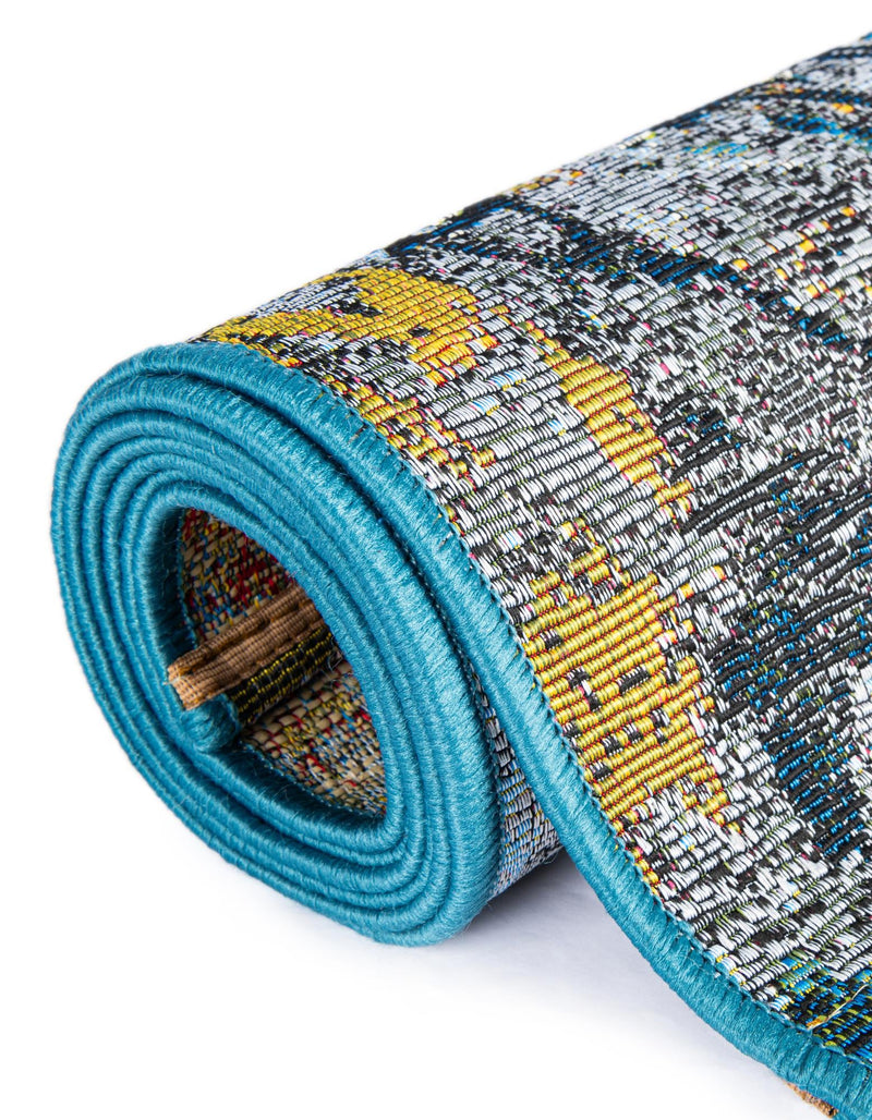 Urban Terrace Collection Area Rug - Lanai Round Gradient Blue lifestyle 51