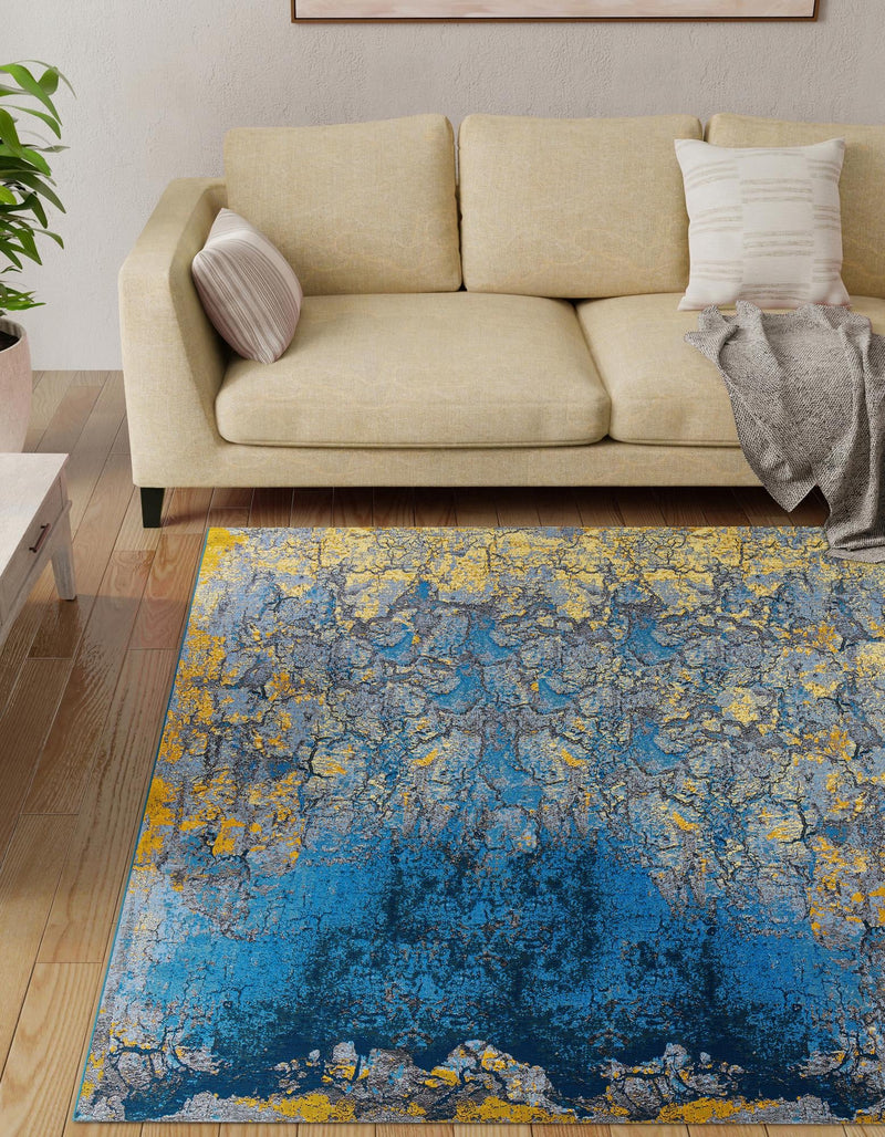 Urban Terrace Collection Area Rug - Lanai Square Gradient Blue lifestyle 17