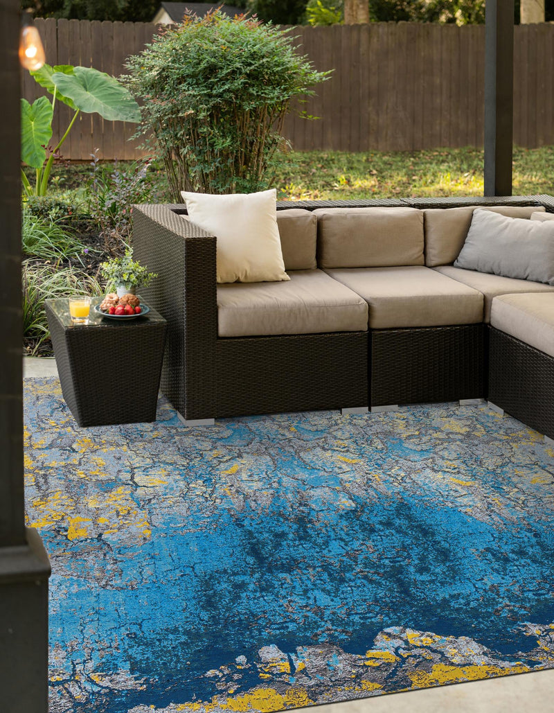Urban Terrace Collection Area Rug - Lanai Square Gradient Blue lifestyle 20