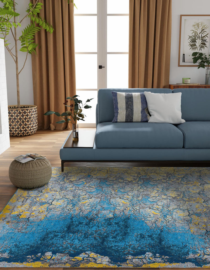 Urban Terrace Collection Area Rug - Lanai Square Gradient Blue lifestyle 23
