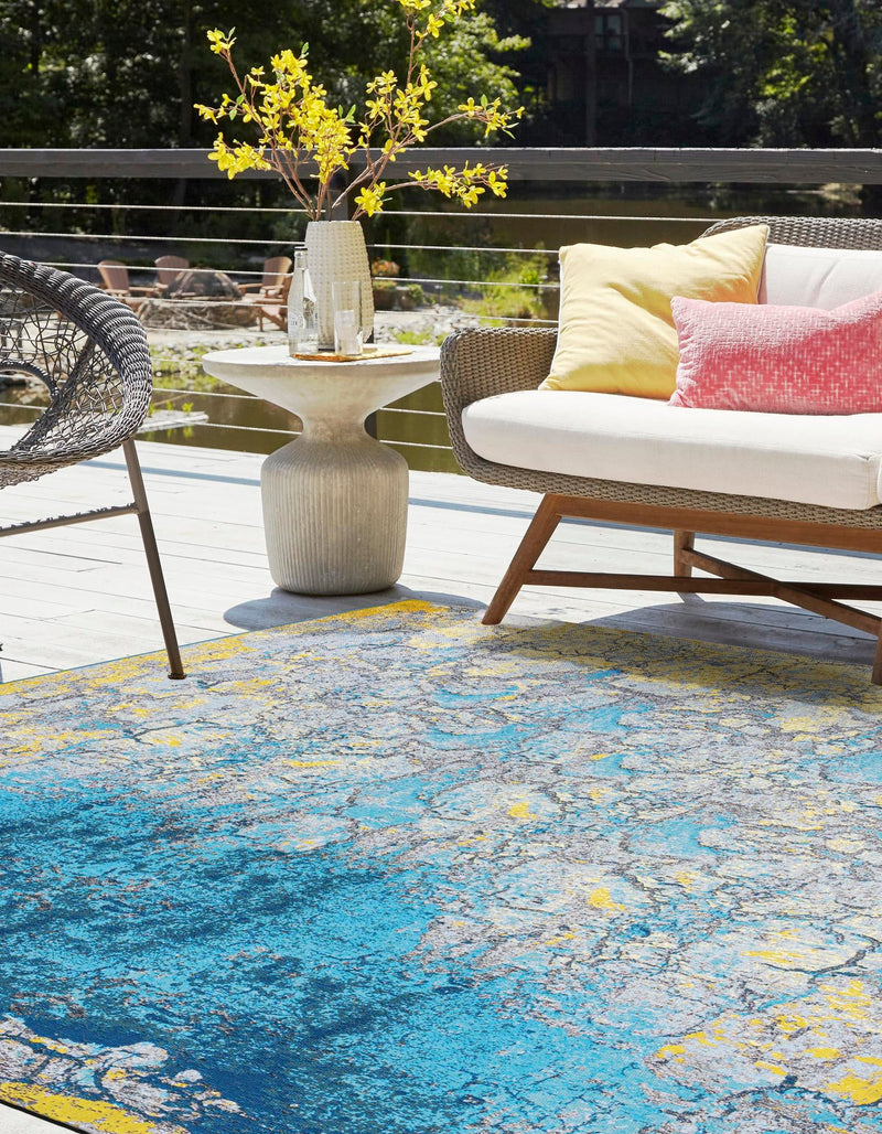 Urban Terrace Collection Area Rug - Lanai Square Gradient Blue lifestyle 26