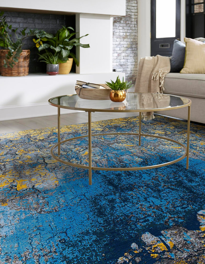 Urban Terrace Collection Area Rug - Lanai Square Gradient Blue lifestyle 29