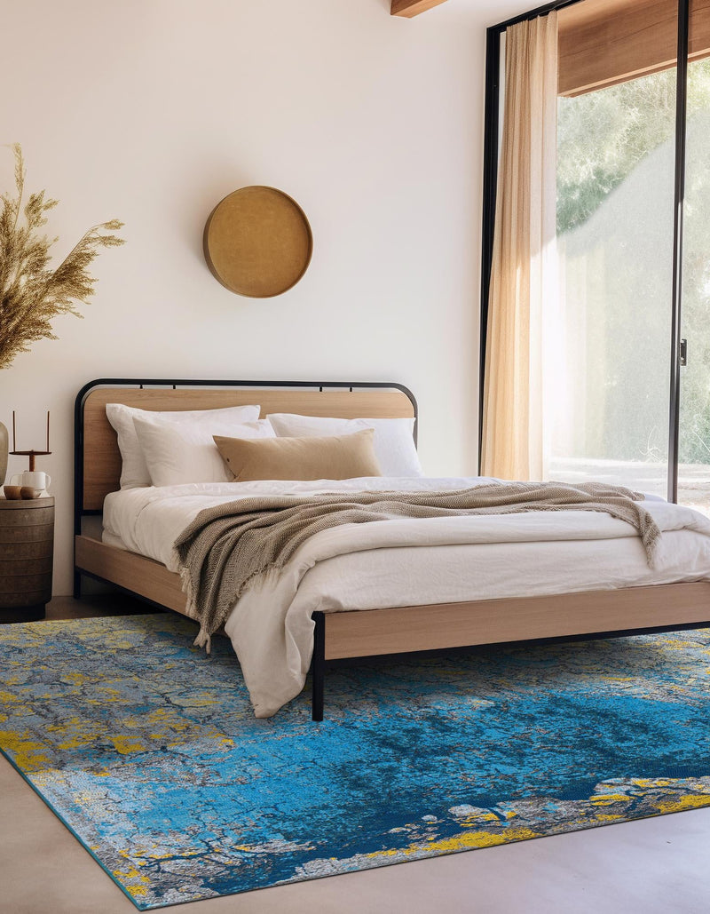 Urban Terrace Collection Area Rug - Lanai Square Gradient Blue lifestyle 41