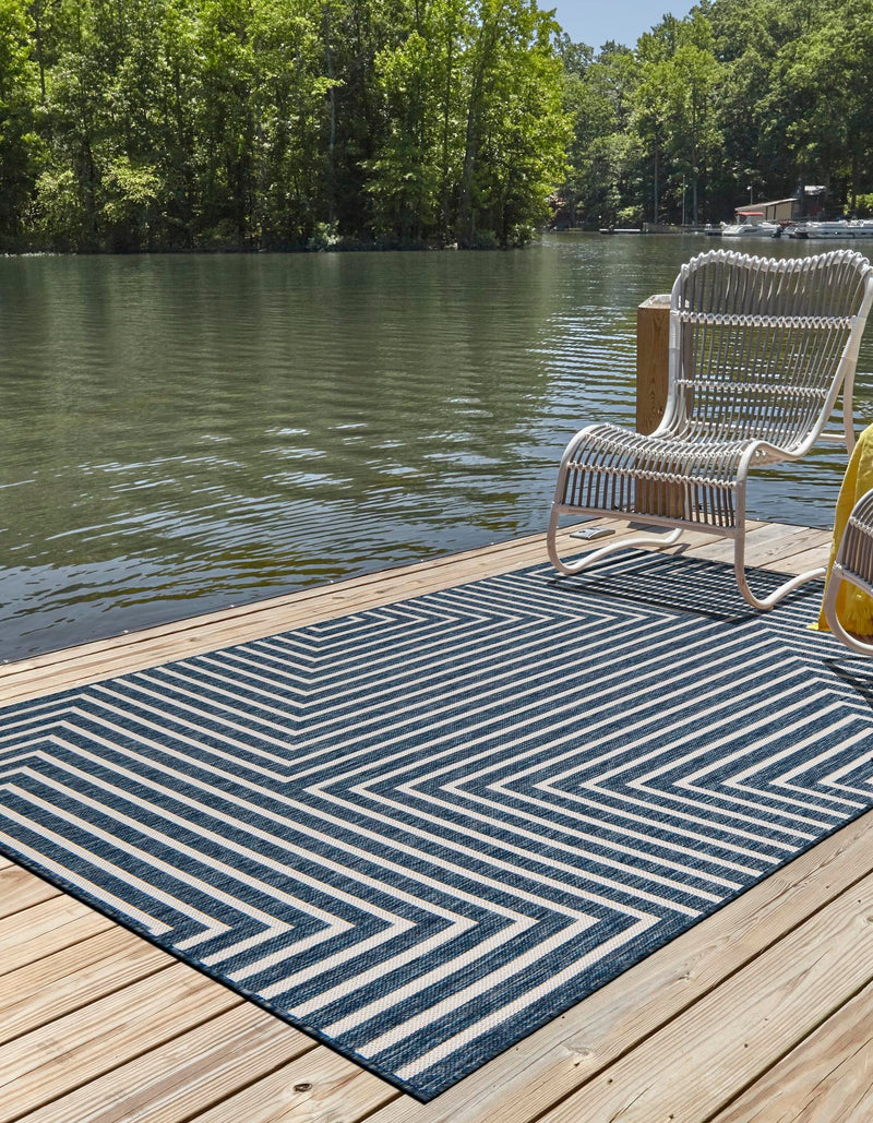 Urban Terrace Collection Area Rug - Astoria (Blue) Rectangle Blue lifestyle 2