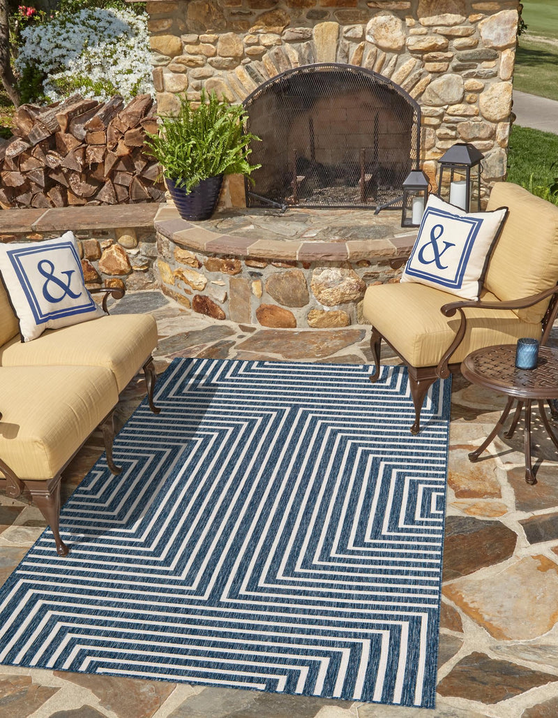 Urban Terrace Collection Area Rug - Astoria (Blue) Rectangle Blue lifestyle 6